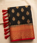 Black and Red Semi Banarasi Saree  SB-B001