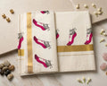 Off-White Kerala Cotton Saree with Traditional Alta Feet Print & Gold Kasavu Zari Border