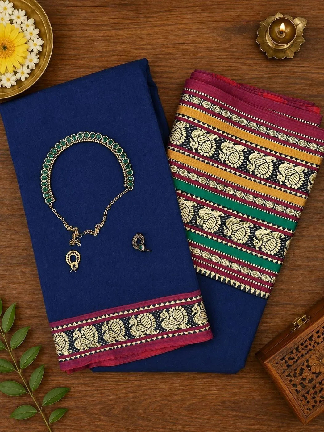 Navy Blue Narayanpet Cotton Saree NP002