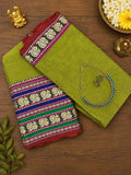 Olive Green Narayanpet Cotton Saree  NP003