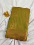 Olive Green & Tangerine Orange Vaira Oosi Soft Silk Saree  VOS003