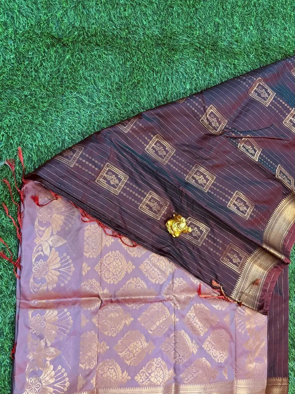 Wine Maroon & Dusty Lavender Vaira Oosi Soft Silk Saree  VOS004