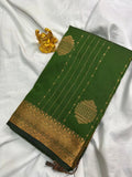 Deep Olive Green & Onion Pink Vaira Oosi Soft Silk Saree   VOS001