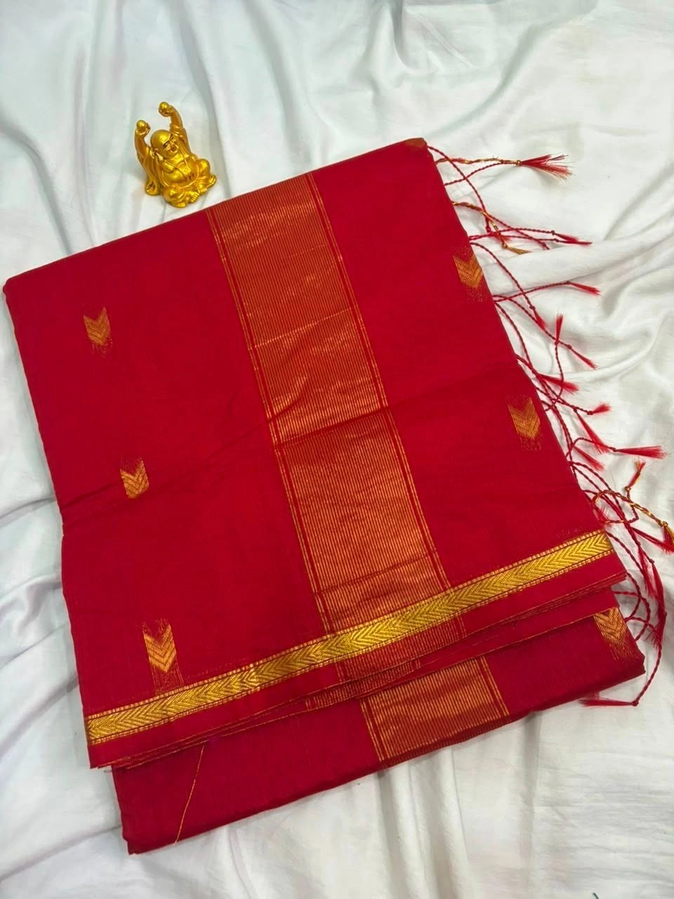 Royal Crimson Red Maheshwari Cotton Saree MH002
