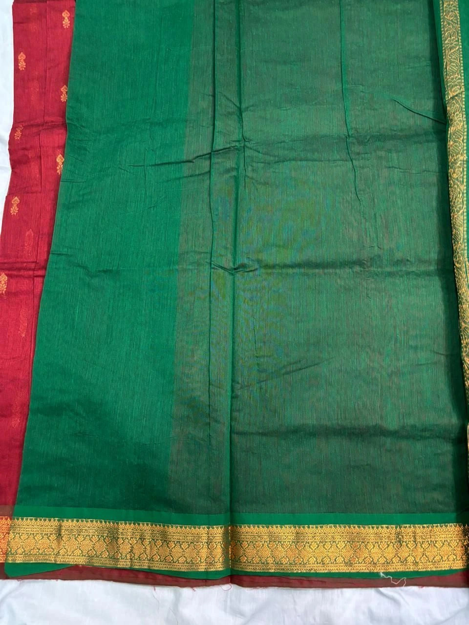 Deep Maroon & Bottle Green Kalyani Cotton Saree   KALYANI007
