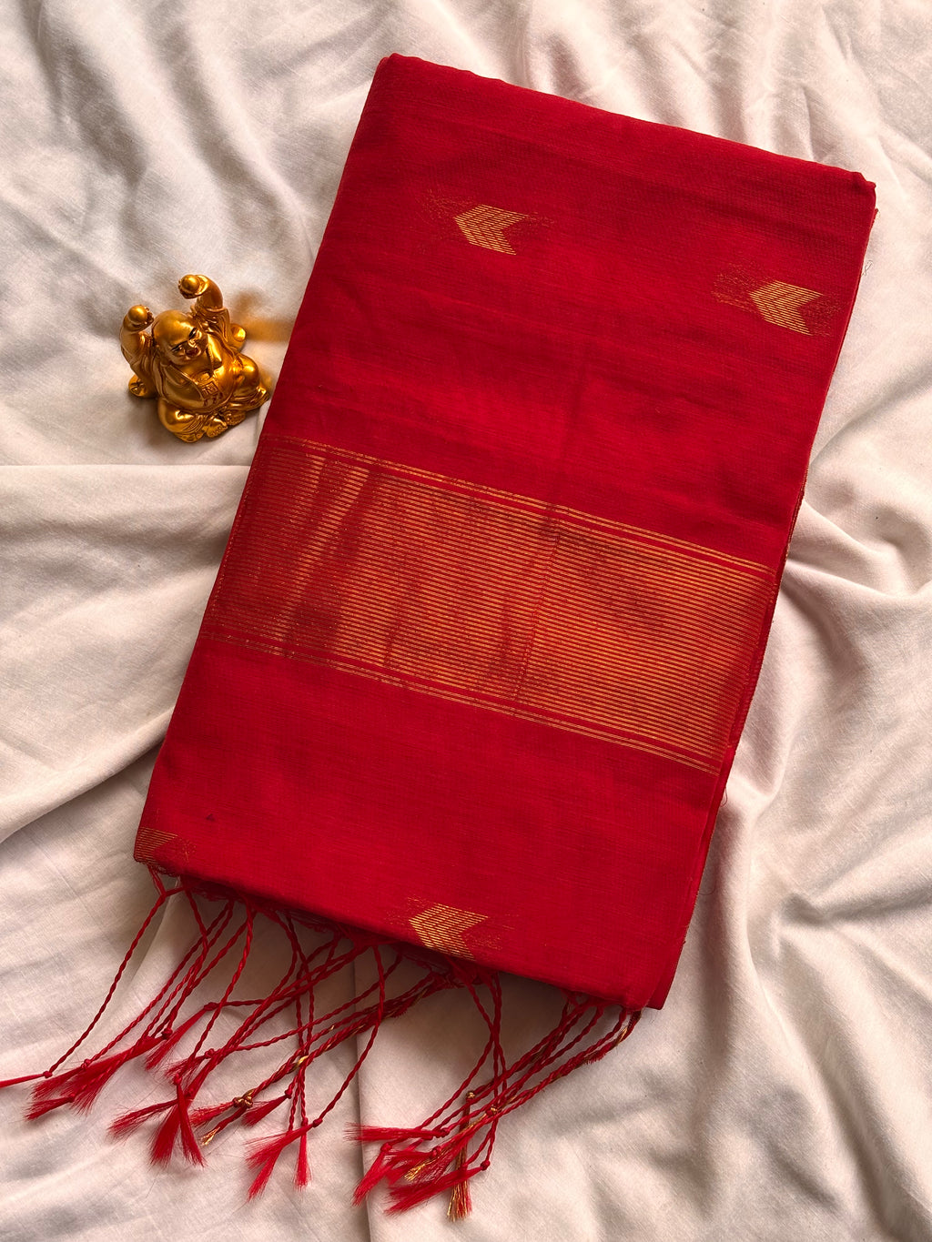 Royal Crimson Red Maheshwari Cotton Saree MH002