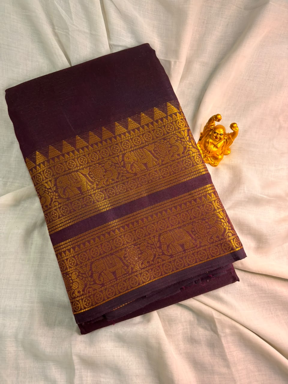 Deep Violet Kanchi Silk Saree with Retta Petta Zari Border KS001