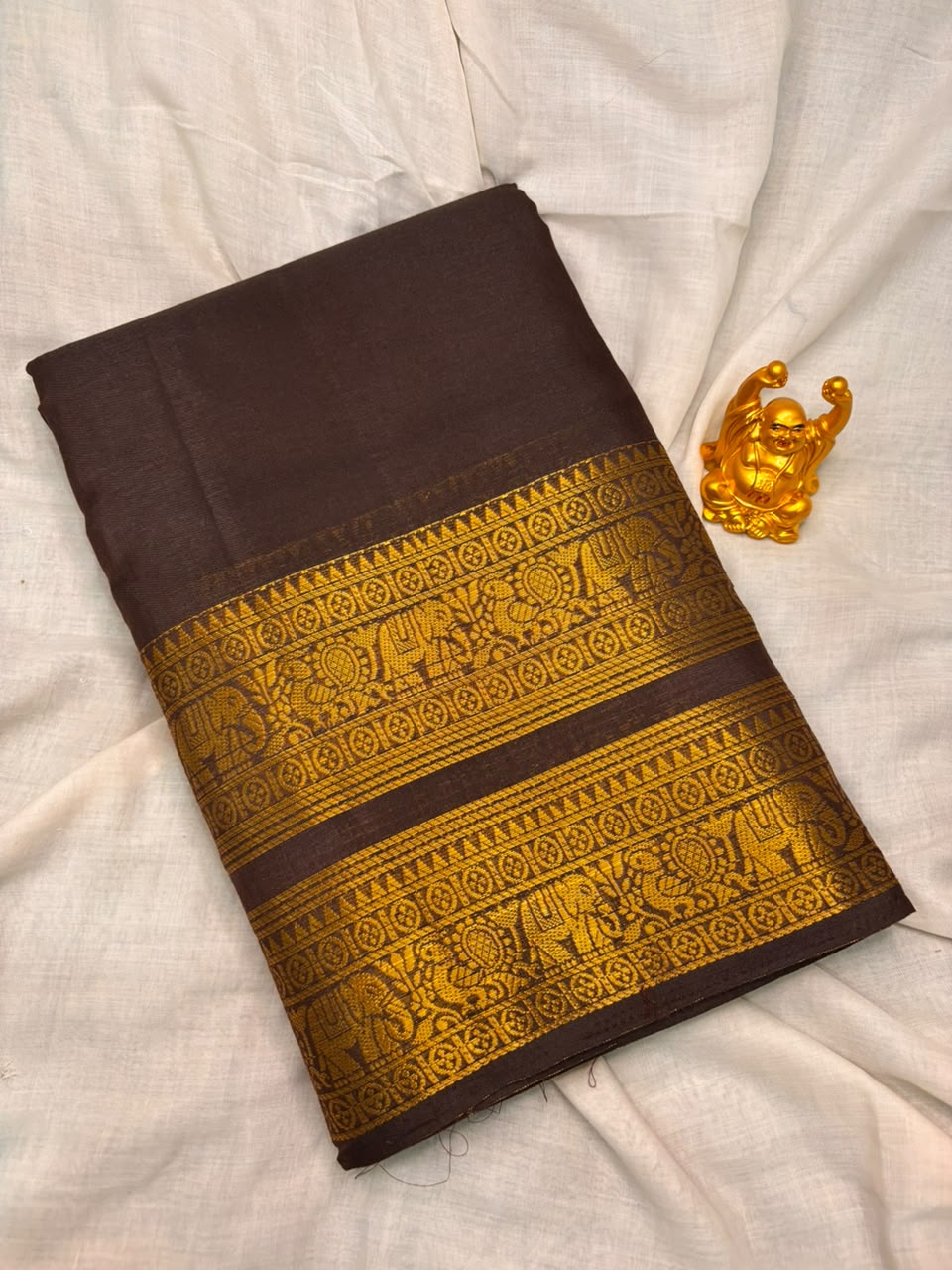 Coffee Brown Kanchi Silk Saree with Retta Petta Zari Border