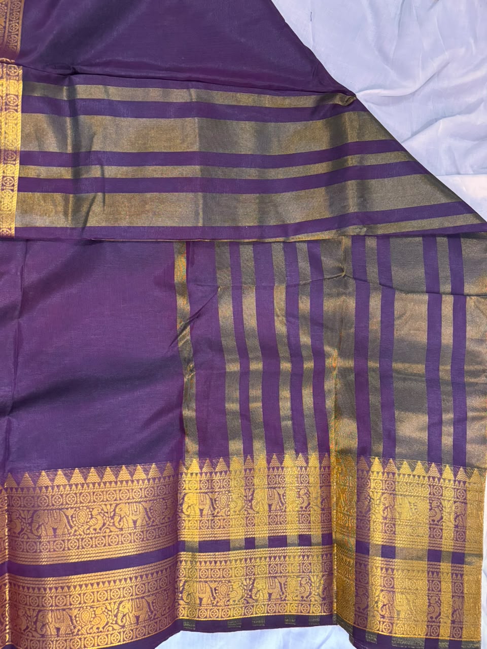 Deep Violet Kanchi Silk Saree with Retta Petta Zari Border KS001