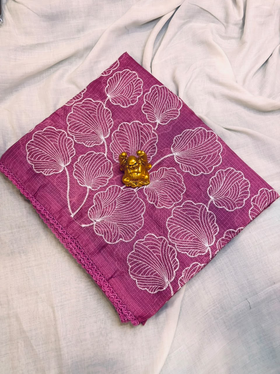 Berry Magenta Embroidered Kota Cotton Saree  MPK002