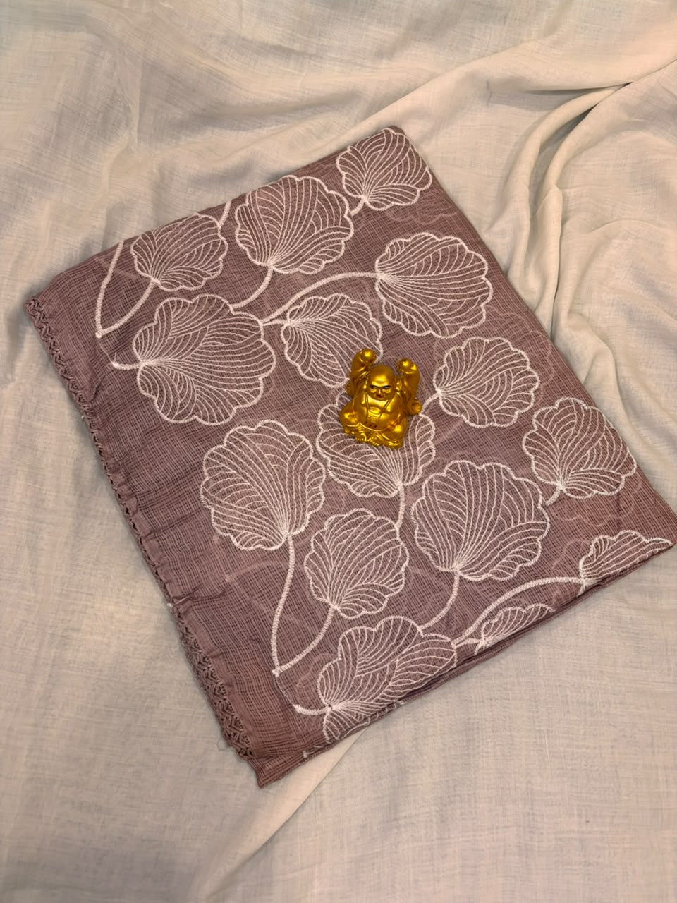 Dusty Mauve Embroidered Kota Cotton Saree  MPK001