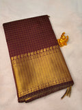 Deep Maroon Semi Banarasi Soft Silk Saree  MPSB002