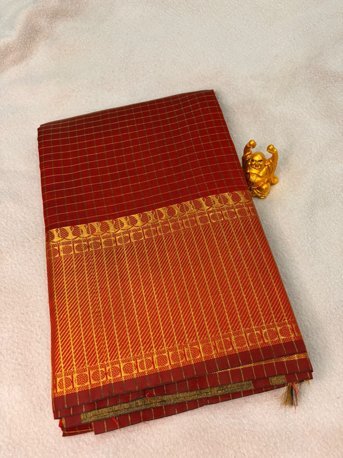 Crimson Maroon Semi Banarasi Soft Silk Saree  MPSB001