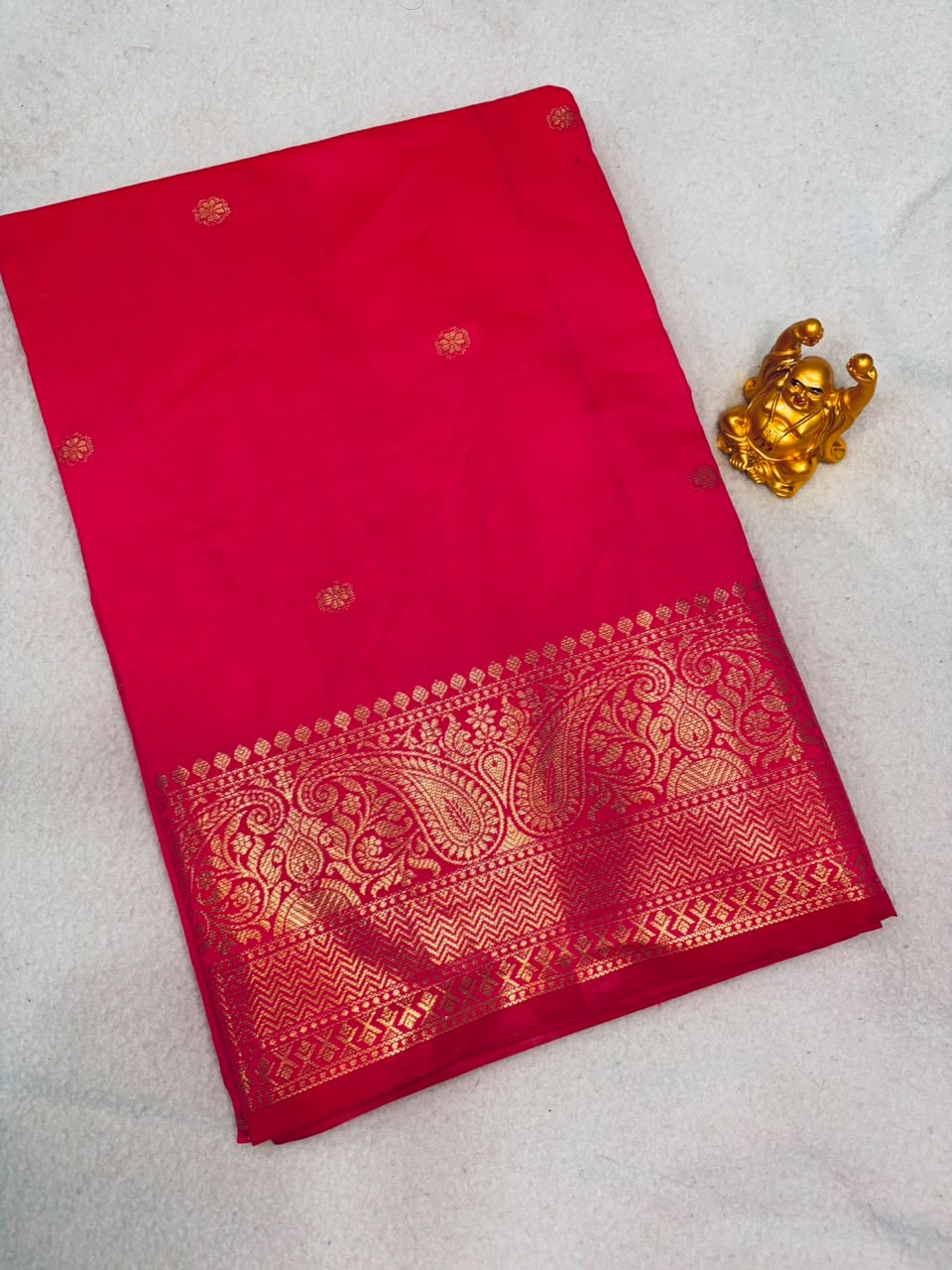Rani Pink Semi Banarasi Soft Silk Saree  MPSB009
