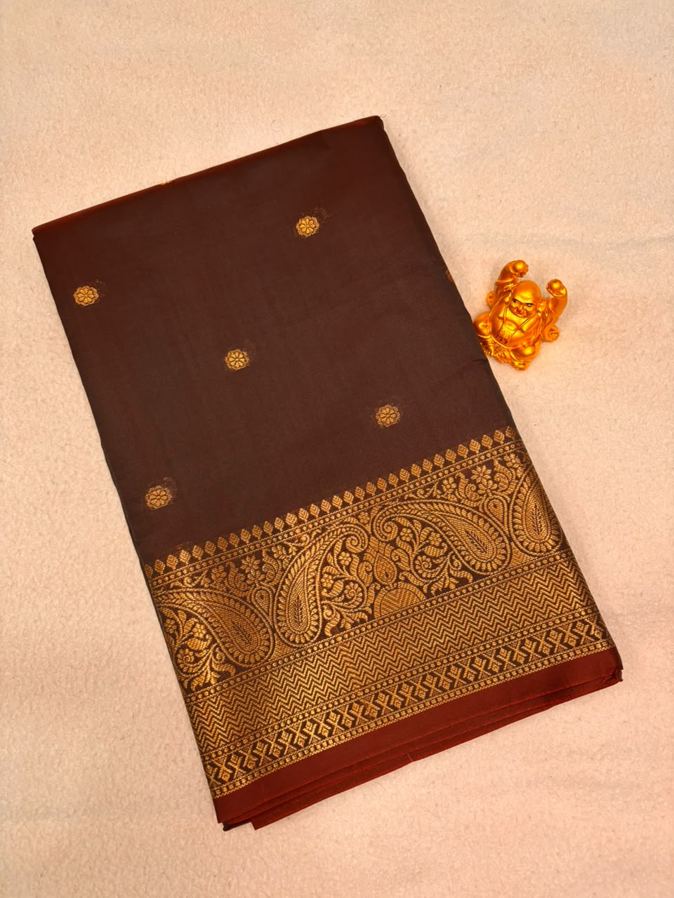 Coffee Brown Semi Banarasi Soft Silk Saree  MPSB012