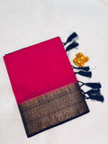 Rani Pink & Antique Gold Semi Linen Jute Saree  MPSJ3