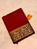 Deep Maroon & Antique Gold Semi Linen Jute Saree   MPSJ1