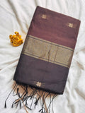 Espresso Brown & Jet Black Maheshwari Cotton Saree  MH008